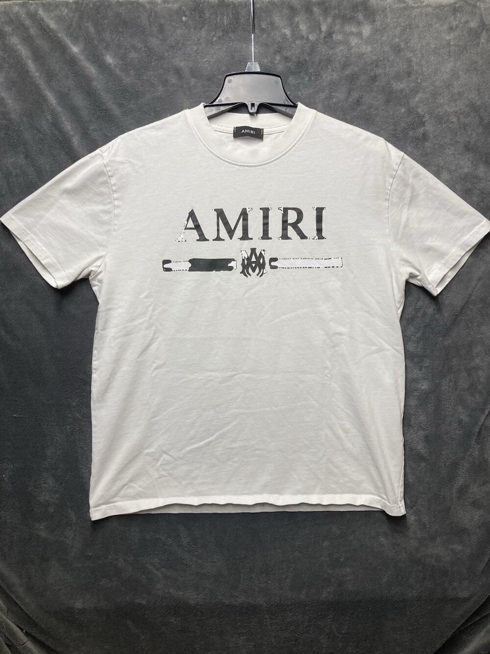 Amiri M.A. Bar Appliqué Graphic T-Shirt White Cotton Luxury Streetwear Mens L